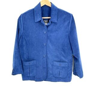 Vtg‎ Southern Lady Womens Size 16 Blue Wide Whale Corduroy Barn Coat Jacket